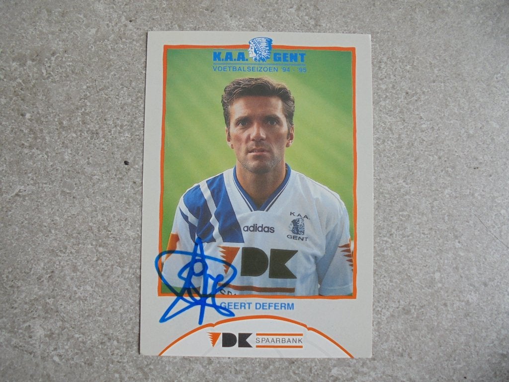 Gehandtekende foto voetballer Geert Deferm, Verzenden, Foto