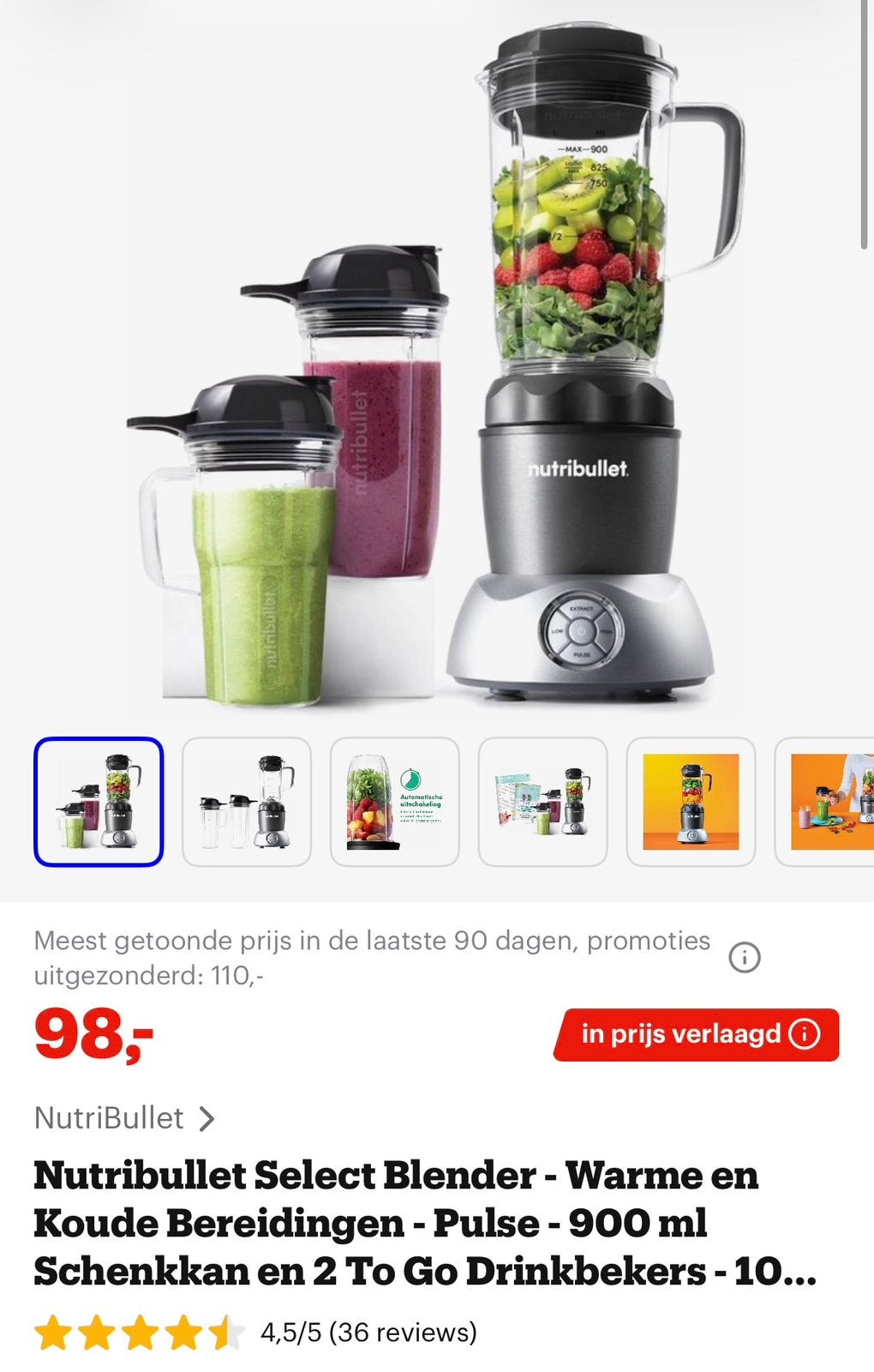 Nutribullet select_koud en warm Blender, Electroménager, Enlèvement, Comme neuf, Mélangeur