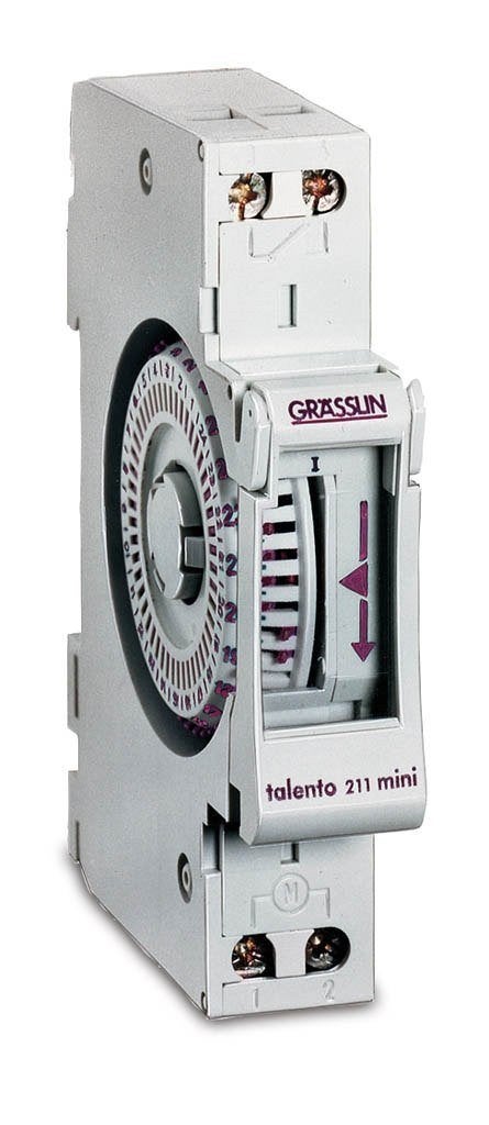 Schakelklok analoog 1-kanaal 24-uur dinrail Talento 111 mini, Verzenden
