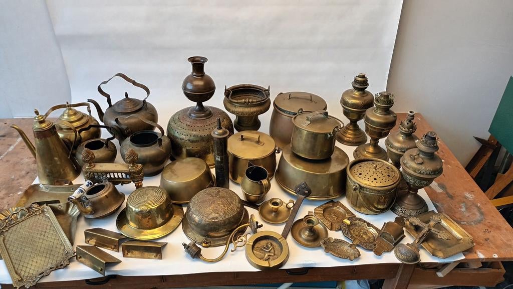 Antieke collectie geel koper, Antiek en Kunst, Antiek | Brons en Koper, Ophalen, Koper