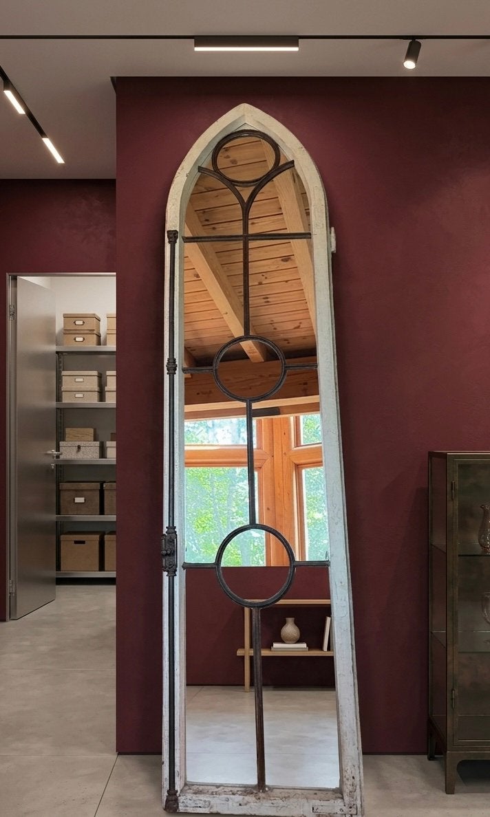 Unieke antieke kasteelspiegel – Smeedijzer / Gietijzer, Enlèvement, Ovale, 50 à 100 cm, 200 cm ou plus
