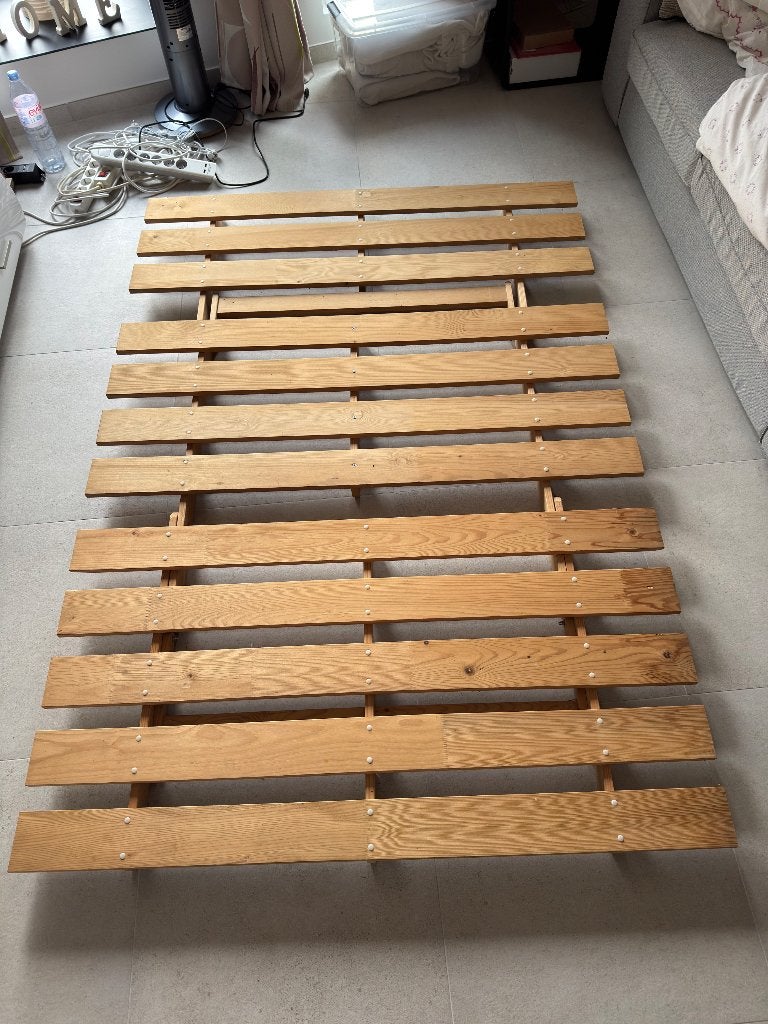 Canapé-lit / Futon en bois avec matelas, Maison & Meubles, Chambre à coucher | Canapés-lits, Enlèvement, Utilisé, 200 cm, 140 cm
