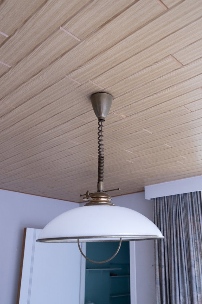 Vintage uittrekbare plafondlamp, Huis en Inrichting, Ophalen, Inclusief lichtbron, Vintage, Wit
