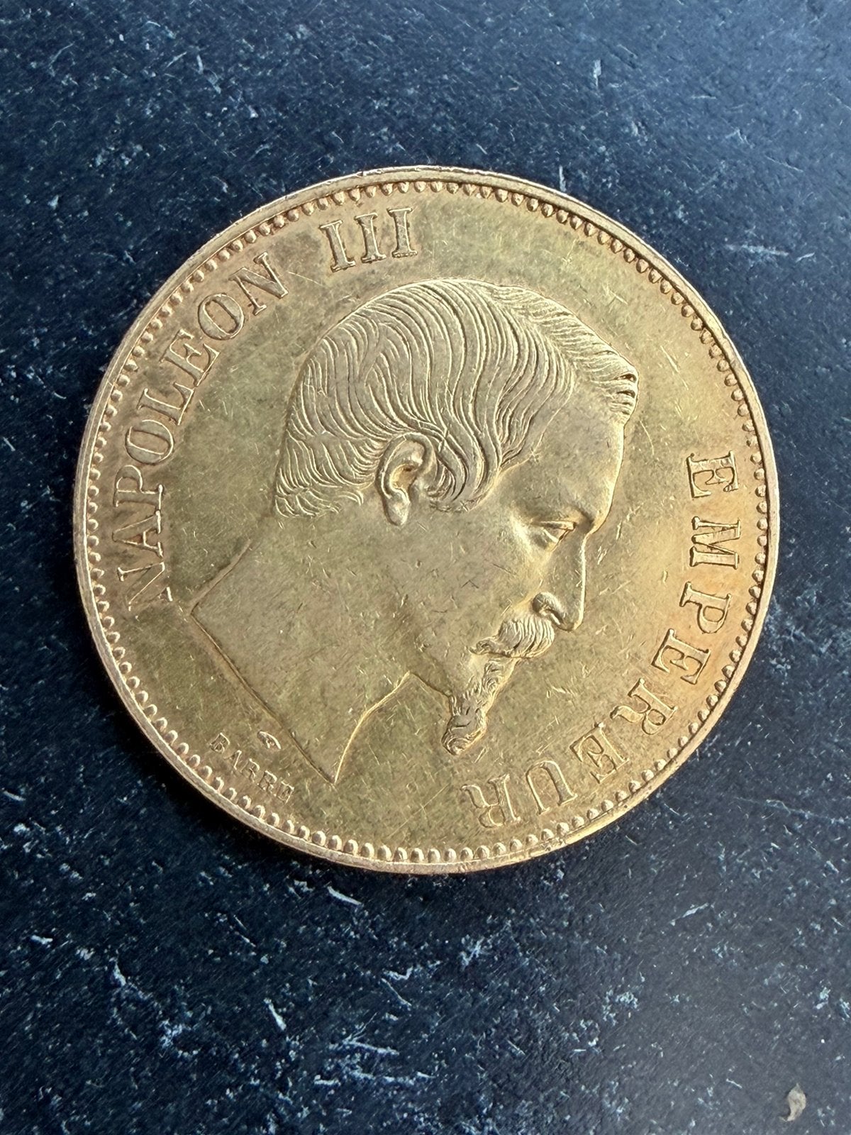 100 francs 1857 goud, Postzegels en Munten, Ophalen, Goud