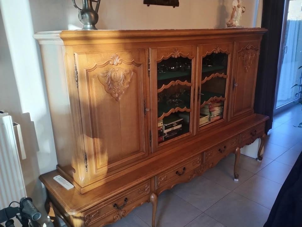 Vitrinekast lichte eiken, Huis en Inrichting, Ophalen, Gebruikt, Eikenhout, Met lade(s)