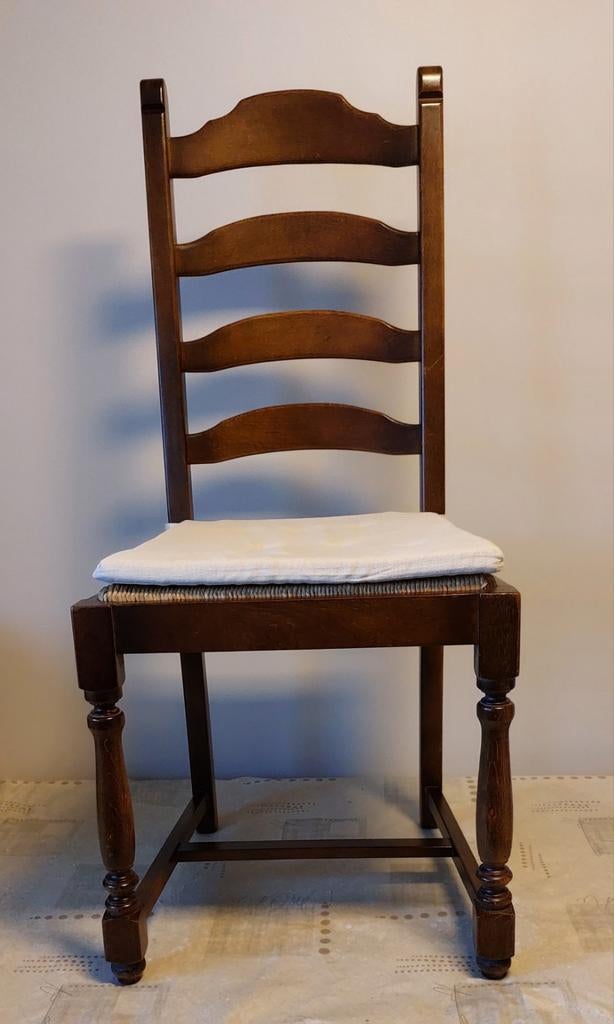 6 mooie stoelen in hout met rieten zitting, Ophalen, Bruin, Hout