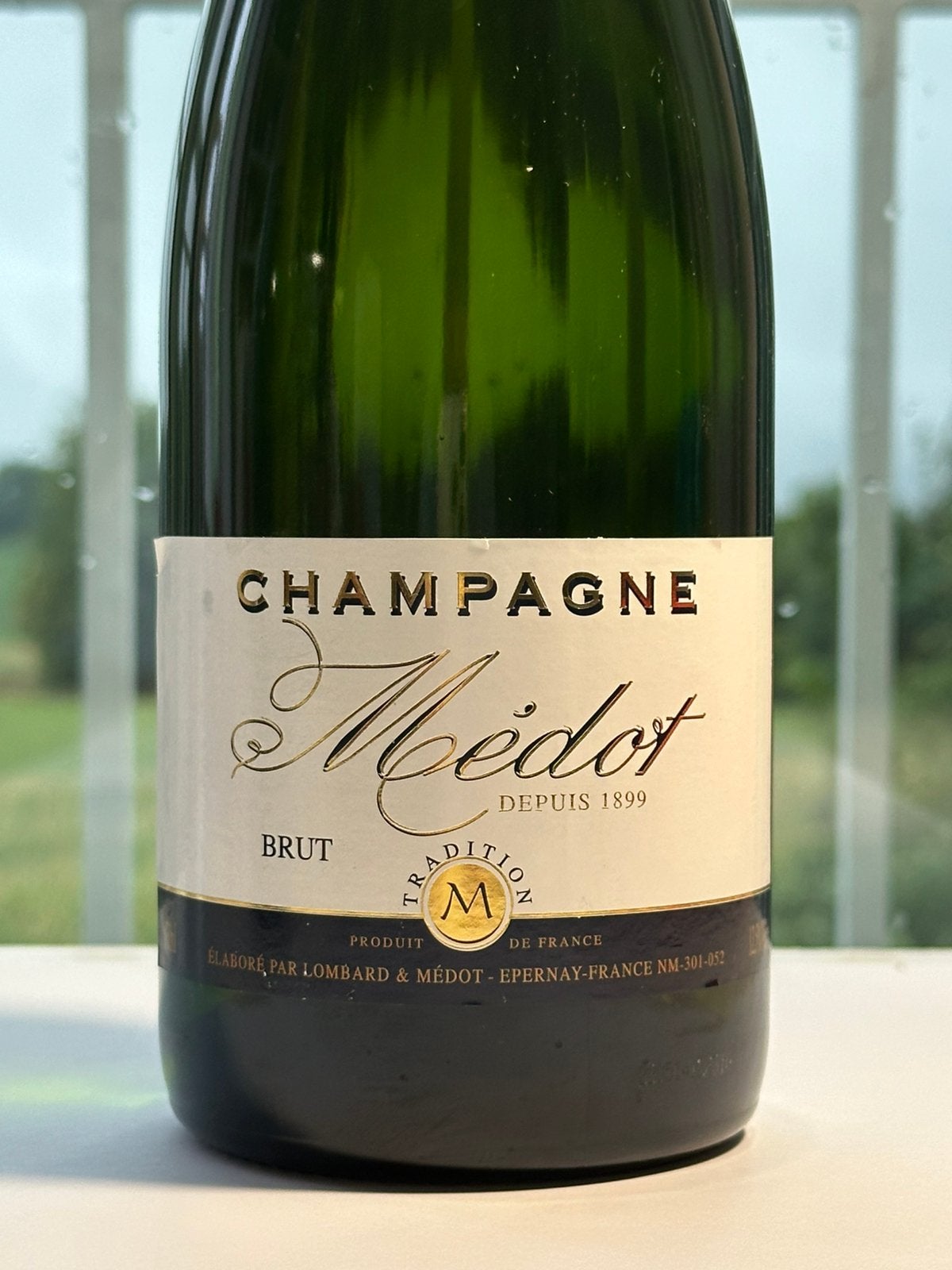 Champagne Médot Brut Tradition (75 cl - 12,5%), Collections, Vins, Neuf, Pleine, Champagne, Enlèvement