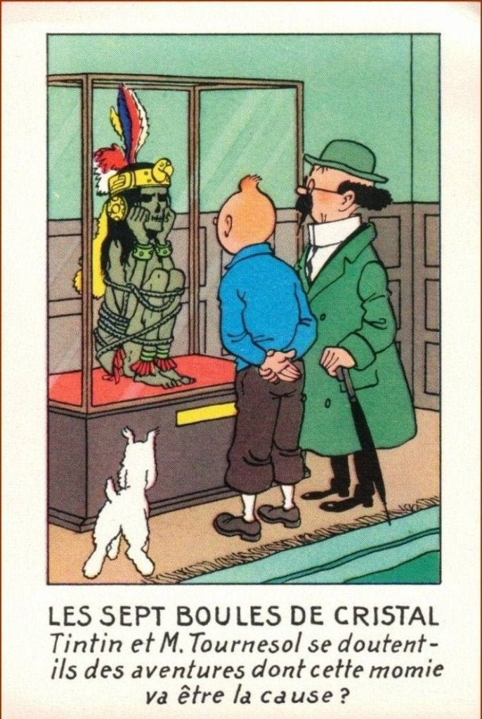 Tintin. Hergé. Chromo  - Les sept boules de cristal, Collections, Enlèvement, Tintin