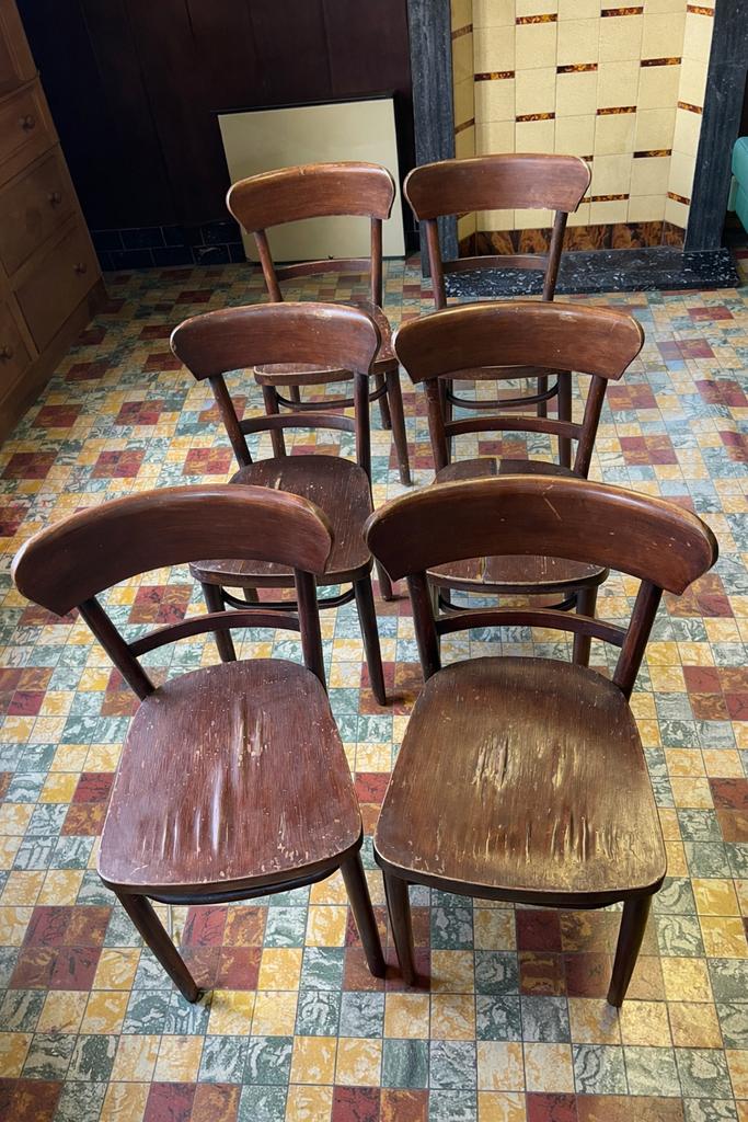 Set van 6 houten caféstoelen – Thonet stijl, Ophalen
