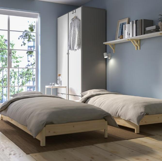 2 Ikea bedden stapelbaar + matras en lattenbodem, Ophalen, Eenpersoons, Zo goed als nieuw, 80 cm