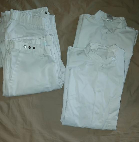 Dubbele set zorgkledij (2x broek + bovenstuk), Ophalen, Wit, Maat 36 (S), Lang