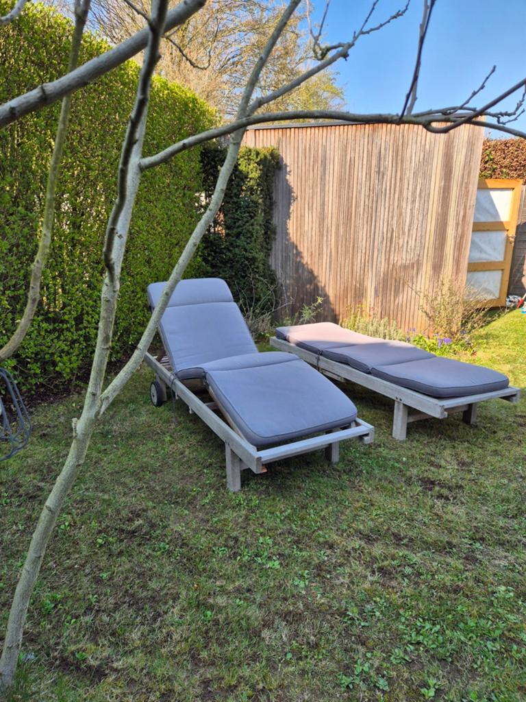 2 Ligbedden in Teak, Tuin en Terras, Ligbedden, Ophalen
