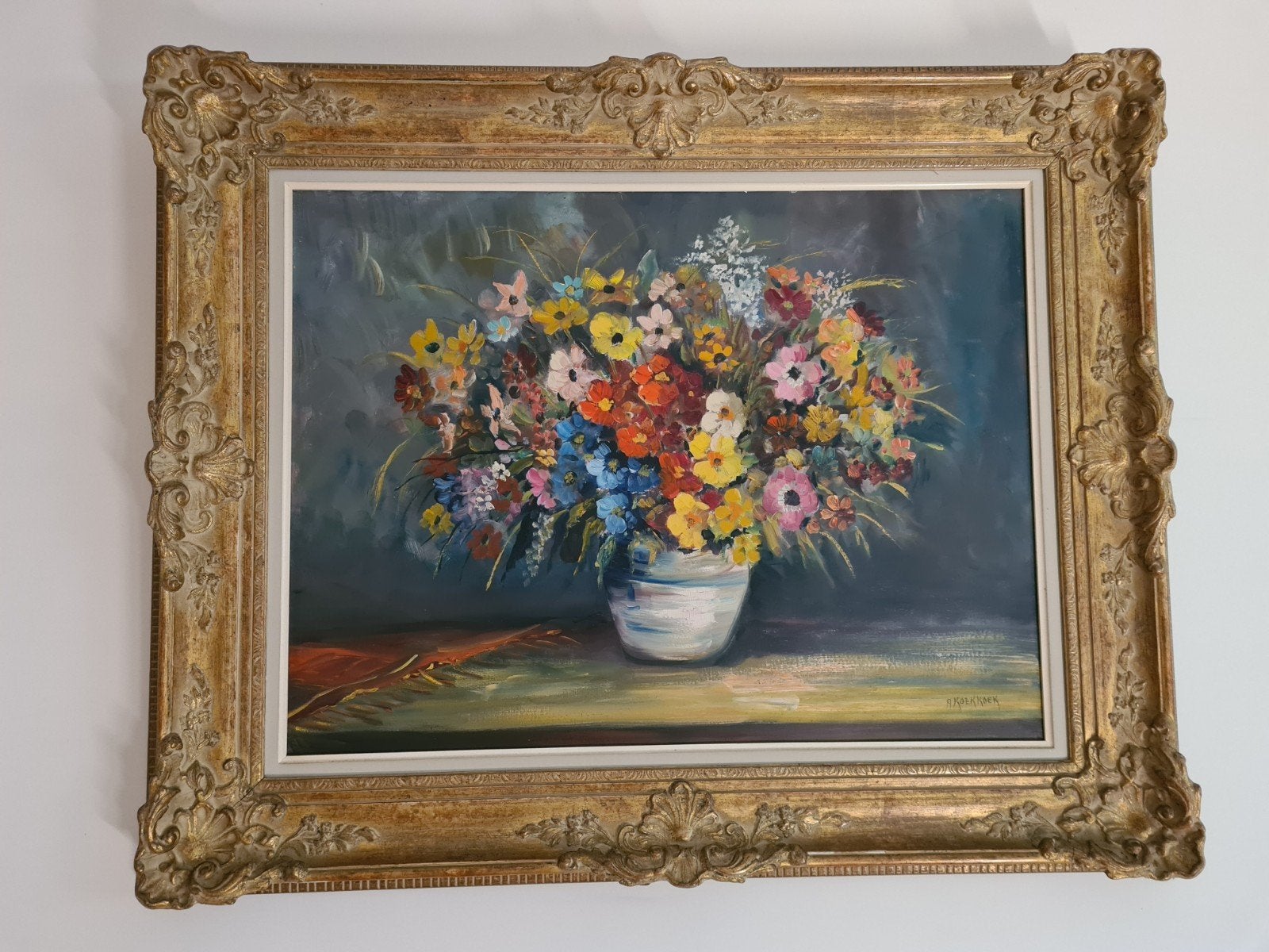 schilderij van A Koekkoek, Enlèvement, Fleurs