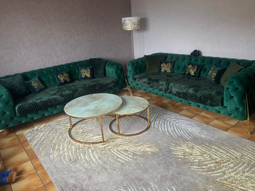 Salon chesterfield vert, Ophalen, Zo goed als nieuw