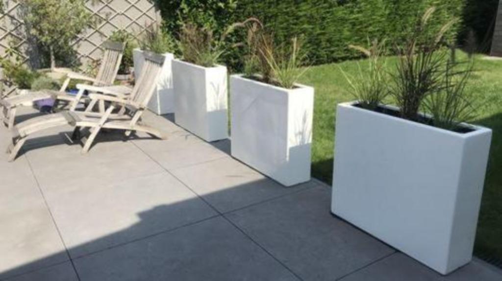 Splinternieuwe polyester plantenbak wit 120x25x80 cm, Enlèvement, Neuf
