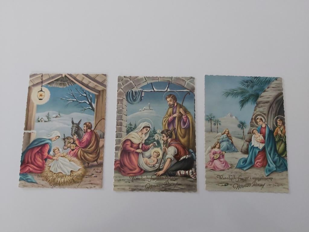 3 cartes postales polonaises "naissance de Jésus ", Enlèvement ou Envoi, Image pieuse