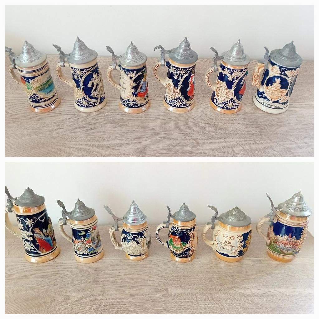 Keramische bierpullen „Vintage Steins Beer”, Verzamelen, Overige Verzamelen, Zo goed als nieuw, Ophalen of Verzenden