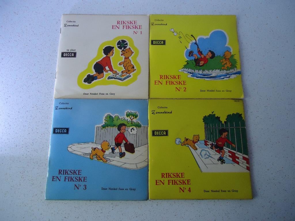 Part 198 - 4 Single's van Zonnekind "Rikske en Fikske"  1964, Enlèvement ou Envoi, Single, Utilisé, Enfants et Jeunesse