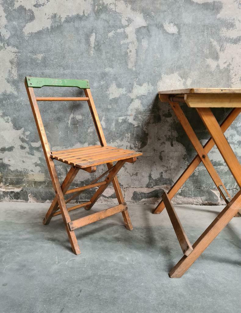 lot de CHAISES PLIANTES vintage lot de chaises pliantes anci, Enlèvement ou Envoi, Bois, VINTAGE, Cinq, Six Chaises ou plus