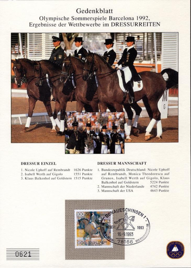DUITSLAND Mi 1594 Gedenkblatt Olympische Sommerspiele, Postzegels en Munten, Ophalen of Verzenden, BRD, Gestempeld