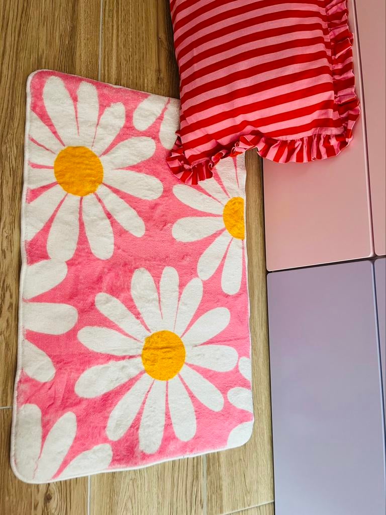 Tapis rose fleurs 50x80cm, Enlèvement ou Envoi