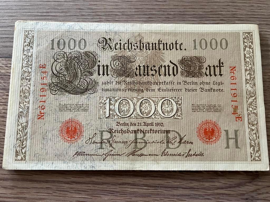 20 nouveaux billets de 1000 Reichsmark datant de 1910, Enlèvement ou Envoi, Allemagne, Billets en vrac