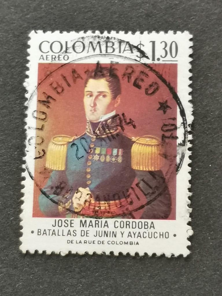 Colombie 1974 - Général José Maria de Cordoba, Enlèvement ou Envoi, Affranchi, Amérique du Sud