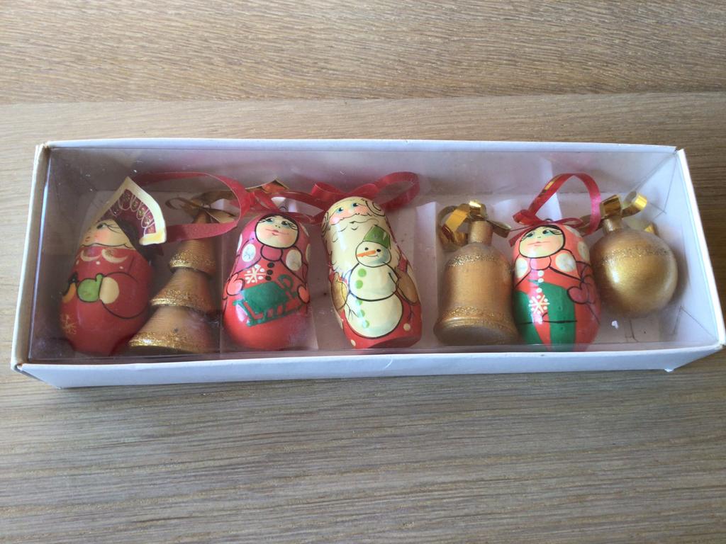 Vintage kerstversiering in hout, 7 stuks, Matroesjka’s, Diversen, Ophalen of Verzenden, Nieuw