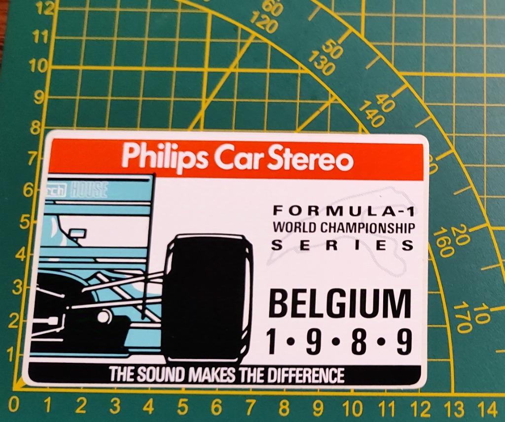 Sticker F1 Belgian GP 1989 Philips Car Stereo (Leyton House), Verzamelen, Stickers, Ophalen of Verzenden