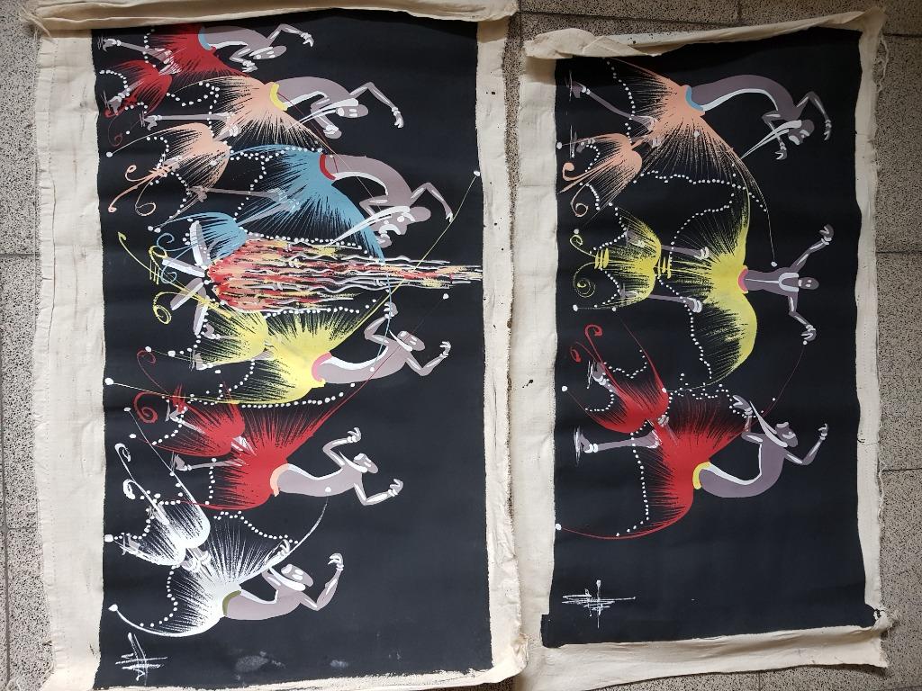 2 peintures africaines sur toile, Enlèvement ou Envoi
