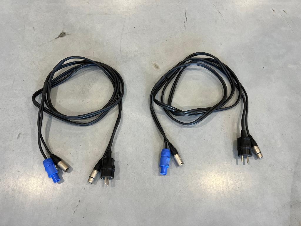 2x 3m Powercon/XLR combikabels, Ophalen of Verzenden, Gebruikt