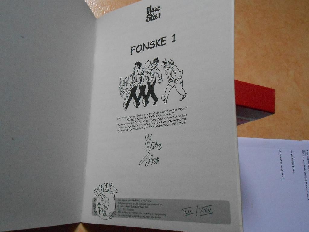 Collectie fenix 1 Fonske 1 2001 1 ste druk. XXI/XXV gesignee, Boeken, Marc Sleen, Eén stripboek, Nieuw, Ophalen of Verzenden