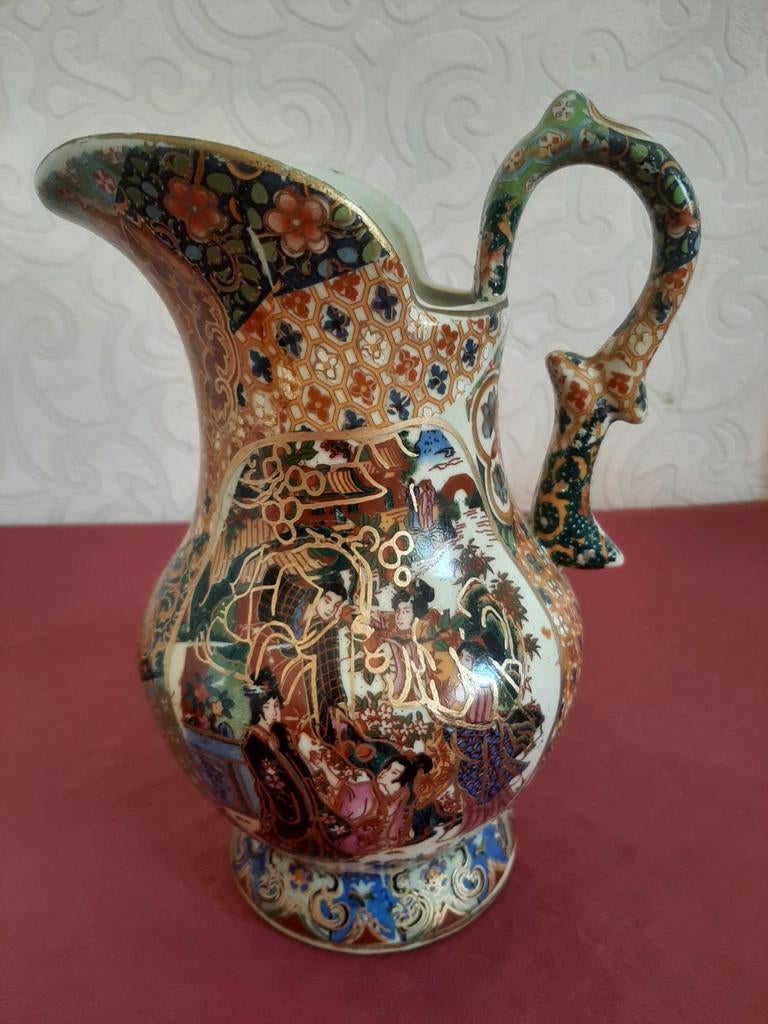 Cruche rétro de style Satsuma - motif peint à la main, Enlèvement ou Envoi