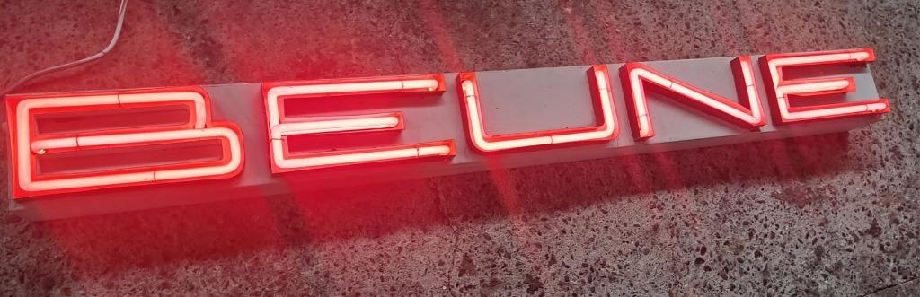 Vintage BEUNE neon lichtreclame garage decoratie verlichting, Enlèvement, Utilisé, Table lumineuse ou lampe (néon)