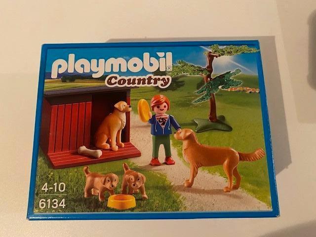 playmobil 6134 golden retrievers met doos en boekje, Enlèvement, Ensemble complet
