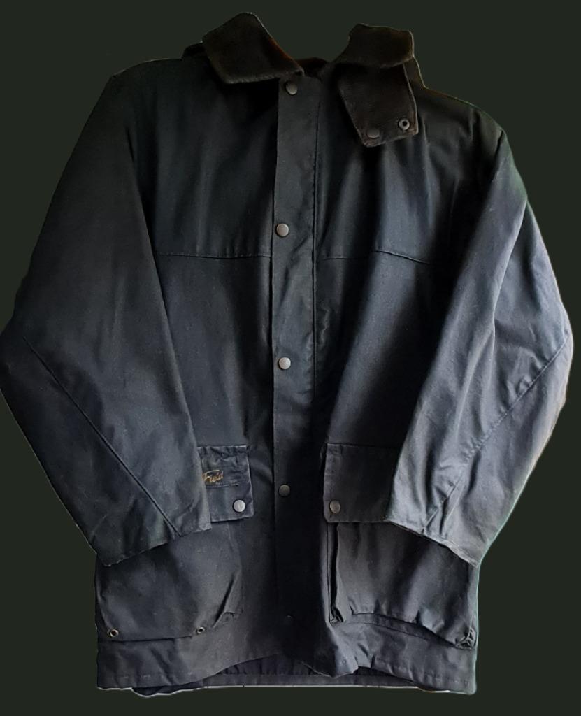 Vintage Field Master Outdoor waxed coat UK SMAL, Blauw, Ophalen of Verzenden, FIELDMASTER, Gedragen