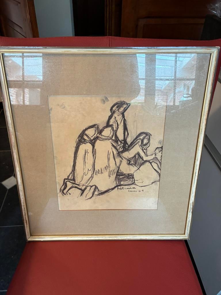 Houtskool tekening, Antiek en Kunst, Ophalen