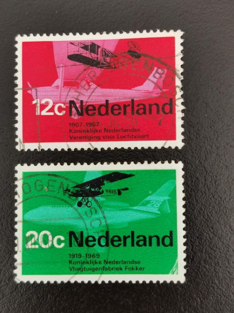Pays-Bas 1968 - avion Fokker et Wright, Enlèvement ou Envoi, Affranchi, Avions