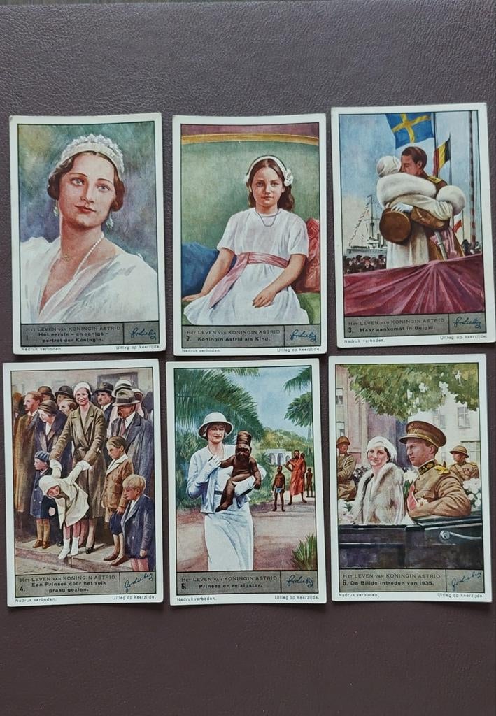 Liebig  Oude prenten Het leven van koningin Astrid., Verzamelen, Ophalen of Verzenden, Zo goed als nieuw
