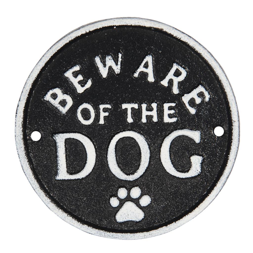Tekstbord - Beware of the Dog - rond Landelijk gietijzer, Huis en Inrichting, Woonaccessoires | Tekstborden en Spreuken, Nieuw