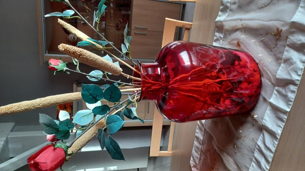 Grand vase rouge 41 cm, Maison & Meubles, Comme neuf, Rouge