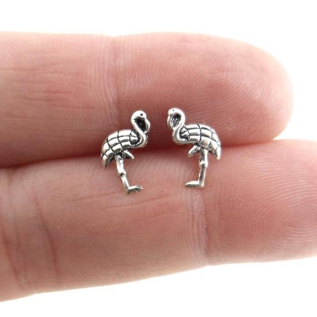 Boucles d'oreilles pour enfants flamant rose en argent sterl, Enlèvement ou Envoi, Neuf, Argent, Boucles d'oreilles