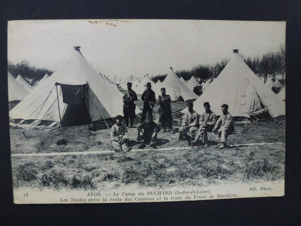 Avon Le camp du RUCHARD (Indre-et-Loire ) Les tentes ent, Collections, Envoi, Avant 1920, Affranchie, Politique et Histoire
