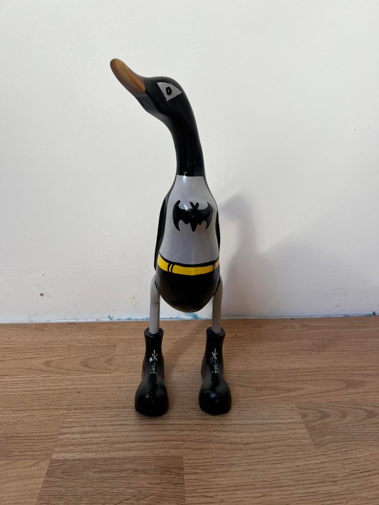 Bamboe eend “Batman” handgemaakt en geschilderd, Ophalen of Verzenden, Zo goed als nieuw