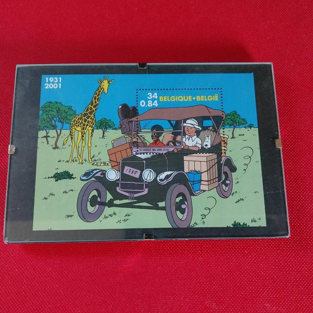 Planche mono timbre "FORD T TINTIN au CONGO" mise sous cadre, Collections, Personnages de BD, Enlèvement, Tintin, Neuf, Autres types
