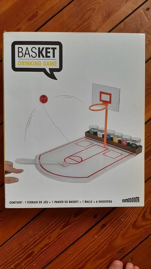 „Basket Drinking Game” spel - Basketbalmand met 6 glazen, Ophalen of Verzenden, Zo goed als nieuw