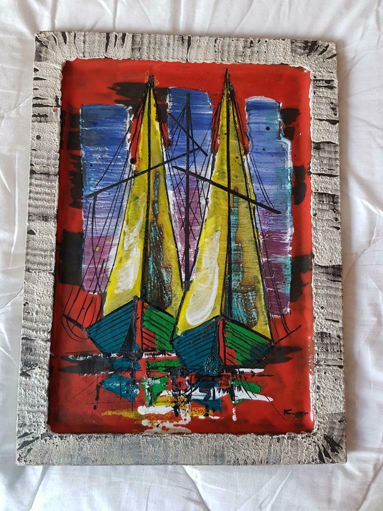 schilderij op steen, Enlèvement, Peinture