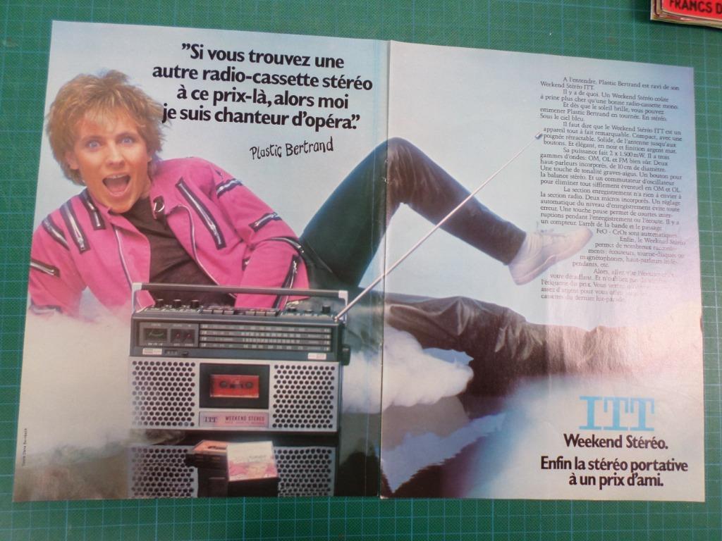 Plastic Bertrand - publicité papier ITT - 1979, Enlèvement ou Envoi, Utilisé, Autres types