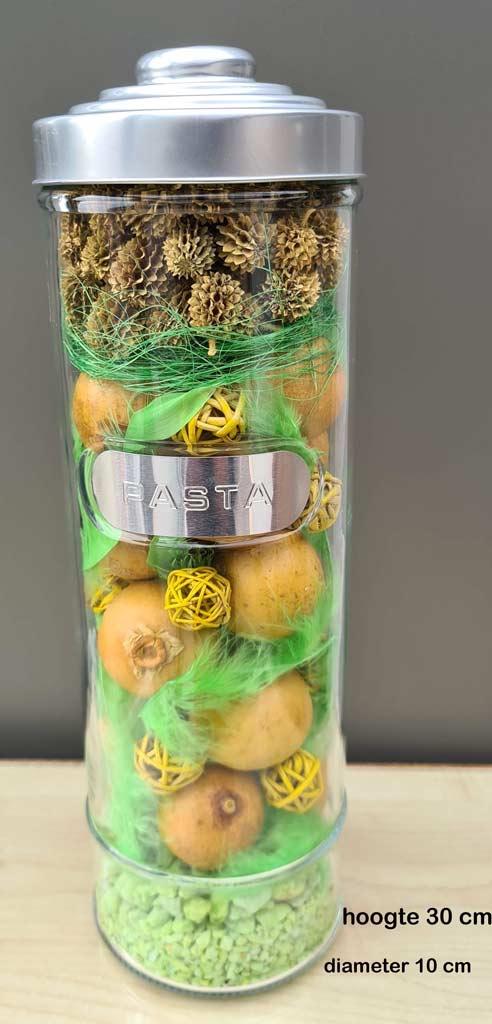 groengele decoratie, pot kan ook dienen als pastapot, Ophalen