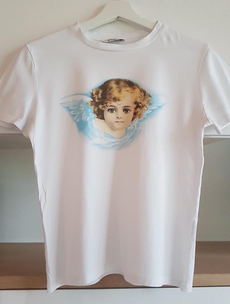 T-shirt 'Pieces' (maat: S), Wit, Ophalen of Verzenden, Korte mouw, Maat 36 (S)
